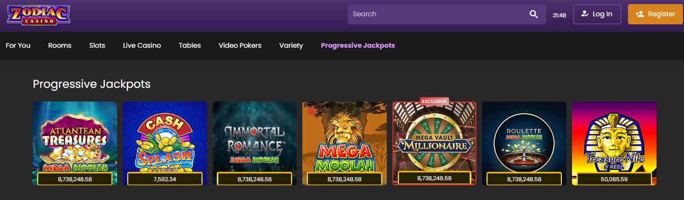 Win life-changing prizes by playing progressive jackpot slots including Mega Moolah and Immortal Romance